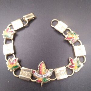 Vintage Enamel Maple Leaf Niagra Falls Bracelet
